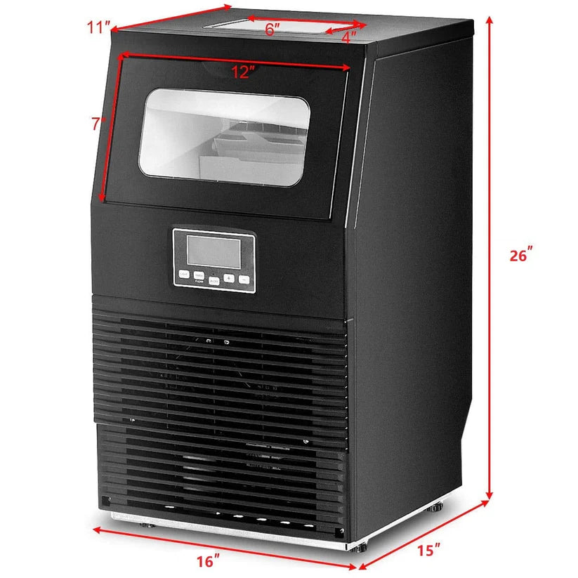 Airbetter Ice Cube Machine, Portable Freestanding Commercial Built-In Stainless Steel Ice Maker w/10 lb Storage Capacity, 66lbs/24h, 0.9"x0.9"x0.9" ice cube for Restaurants, Bars, Homes & Offices, S11506