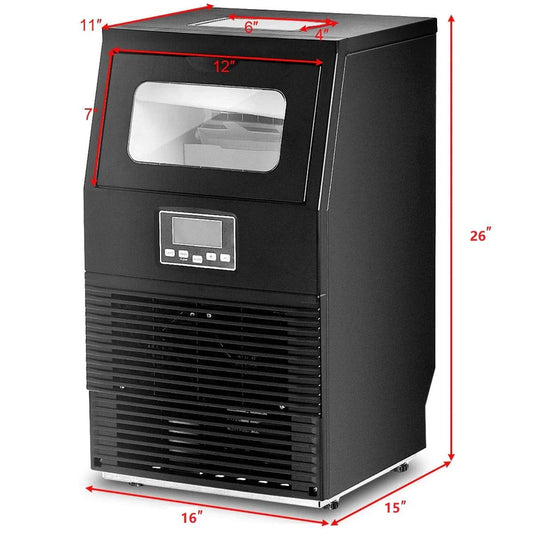 Airbetter Ice Cube Machine, Portable Freestanding Commercial Built-In Stainless Steel Ice Maker w/10 lb Storage Capacity, 66lbs/24h, 0.9"x0.9"x0.9" ice cube for Restaurants, Bars, Homes & Offices, S11506