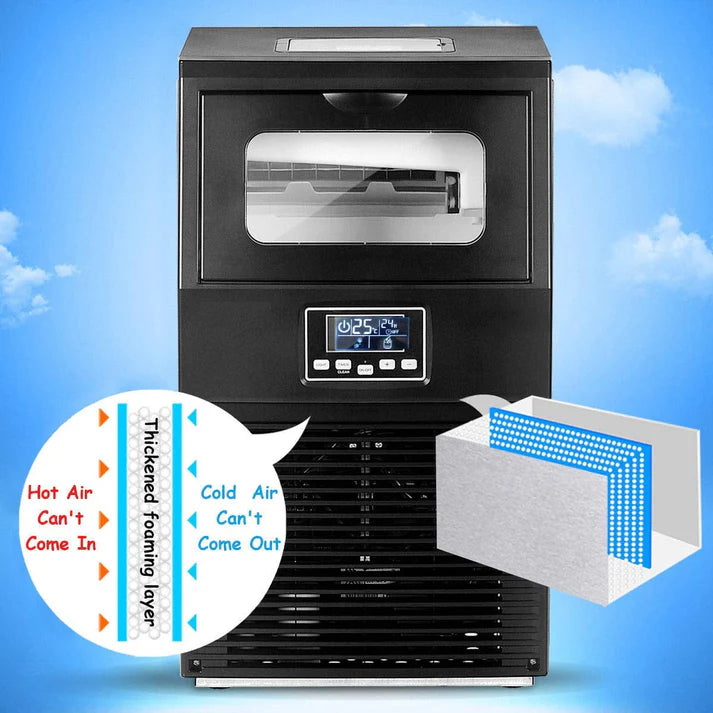 Airbetter Ice Cube Machine, Portable Freestanding Commercial Built-In Stainless Steel Ice Maker w/10 lb Storage Capacity, 66lbs/24h, 0.9"x0.9"x0.9" ice cube for Restaurants, Bars, Homes & Offices, S11506