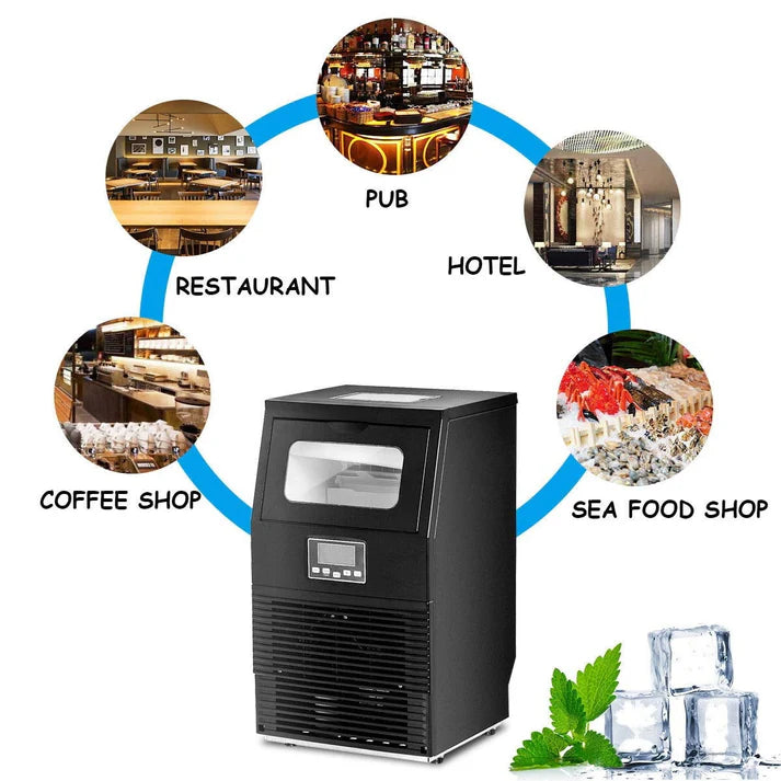 Airbetter Ice Cube Machine, Portable Freestanding Commercial Built-In Stainless Steel Ice Maker w/10 lb Storage Capacity, 66lbs/24h, 0.9"x0.9"x0.9" ice cube for Restaurants, Bars, Homes & Offices, S11506